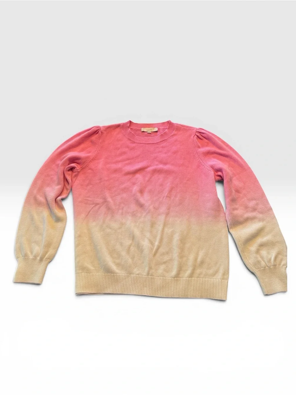 LOFT Pink-to-Cream Ombre Sweater- 100% cotton